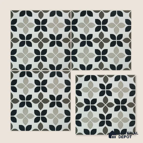 Moroccan Wall & Floor Tile TL 05219 B Zellige Monochrome Blossom Multi Colour 1 ft x 1 ft Porcelain Matte Finish - 9 mm | Suitable for Kitchen, Bathroom, Balcony | Please Expect a Slight Variation of Pattern