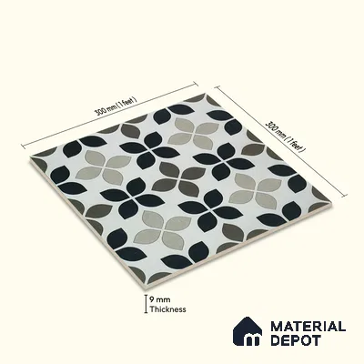 Moroccan Wall & Floor Tile TL 05219 B Zellige Monochrome Blossom Multi Colour 1 ft x 1 ft Porcelain Matte Finish - 9 mm | Suitable for Kitchen, Bathroom, Balcony | Please Expect a Slight Variation of Pattern