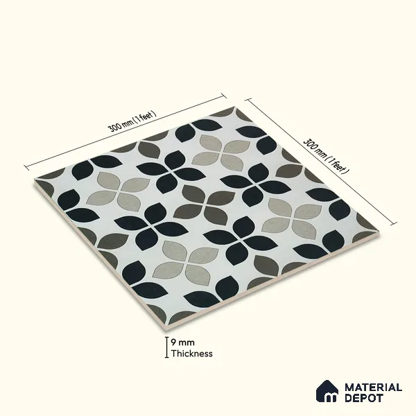 Moroccan Wall & Floor Tile TL 05219 B Zellige Monochrome Blossom Multi Colour 1 ft x 1 ft Porcelain Matte Finish - 9 mm | Suitable for Kitchen, Bathroom, Balcony | Please Expect a Slight Variation of Pattern