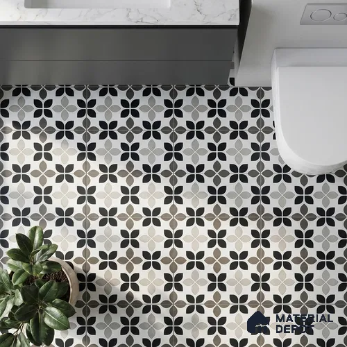 Moroccan Wall & Floor Tile TL 05219 B Zellige Monochrome Blossom Multi Colour 1 ft x 1 ft Porcelain Matte Finish - 9 mm | Suitable for Kitchen, Bathroom, Balcony | Please Expect a Slight Variation of Pattern