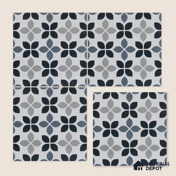 Moroccan Wall & Floor Tile TL 05219 Zellige Midnight Blossom Multi Colour 1 ft x 1 ft Porcelain Matte Finish - 9 mm | Suitable for Kitchen, Bathroom, Balcony | Please Expect a Slight Variation of Pattern