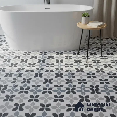 Moroccan Tile TL 05219 Zellige Midnight Blossom Multi Colour 1 ft x 1 ft Vitrified Matte Finish - 9 mm | Suitable for Kitchen, Bathroom, Balcony Floor & Wall | Please Expect a Slight Variation of Pattern (Sample)