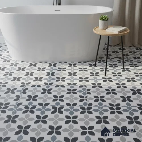 Moroccan Wall & Floor Tile TL 05219 Zellige Midnight Blossom Multi Colour 1 ft x 1 ft Porcelain Matte Finish - 9 mm | Suitable for Kitchen, Bathroom, Balcony | Please Expect a Slight Variation of Pattern