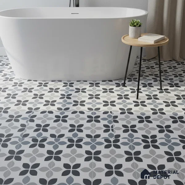 Moroccan Tile TL 05219 Zellige Midnight Blossom Multi Colour 1 ft x 1 ft Vitrified Matte Finish - 9 mm | Suitable for Kitchen, Bathroom, Balcony Floor & Wall | Please Expect a Slight Variation of Pattern (Sample)