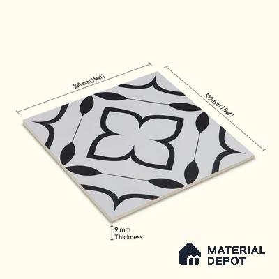 Moroccan Wall & Floor Tile TL 05220 Zellige Eclipse Petals Multi Colour 1 ft x 1 ft Porcelain Matte Finish - 9 mm | Suitable for Kitchen, Bathroom, Balcony | Please Expect a Slight Variation of Pattern