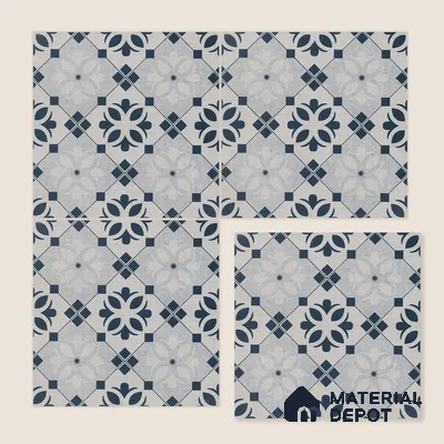 Moroccan Wall & Floor Tile TL 05221 Zellige Noir Bloom Square Multi Colour 1 ft x 1 ft Porcelain Matte Finish - 9 mm | Suitable for Kitchen, Bathroom, Entryway | Please Expect a Slight Variation of Pattern