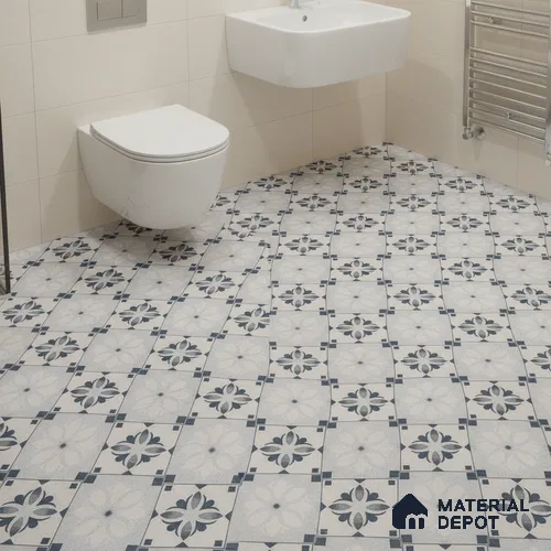Moroccan Wall & Floor Tile TL 05221 Zellige Noir Bloom Square Multi Colour 1 ft x 1 ft Porcelain Matte Finish - 9 mm | Suitable for Kitchen, Bathroom, Entryway | Please Expect a Slight Variation of Pattern