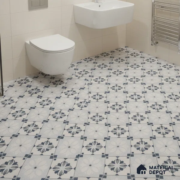 Moroccan Tile TL 05221 Zellige Noir Bloom Square Multi Colour 1 ft x 1 ft Vitrified Matte Finish - 9 mm | Suitable for Kitchen, Bathroom, Balcony Floor & Wall | Please Expect a Slight Variation of Pattern (Sample)