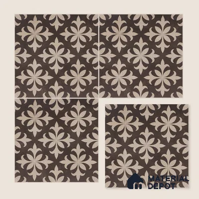 Moroccan Wall & Floor Tile TL 05222 Zellige Choco Beige Petals Brown 1 ft x 1 ft Porcelain Matte Finish - 9 mm | Suitable for Kitchen, Bathroom, Balcony | Please Expect a Slight Variation of Pattern