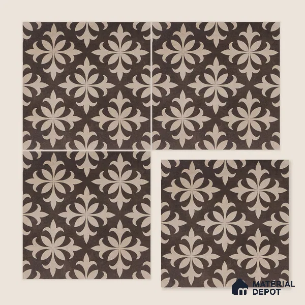 Moroccan Wall & Floor Tile TL 05222 Zellige Choco Beige Petals Brown 1 ft x 1 ft Porcelain Matte Finish - 9 mm | Suitable for Kitchen, Bathroom, Balcony | Please Expect a Slight Variation of Pattern