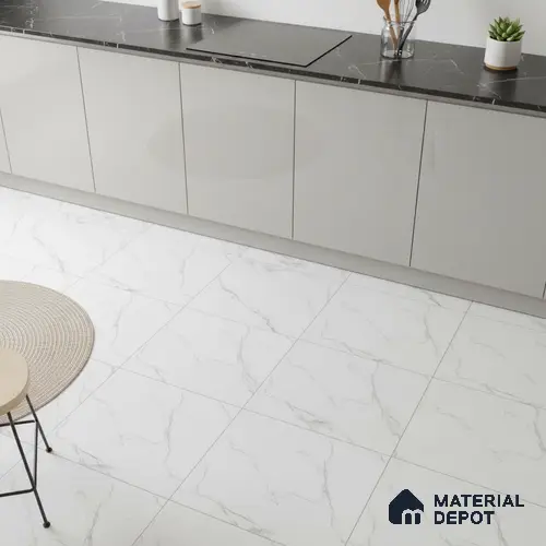 Marble Wall & Floor Tile TL 05223 C Marbella Calacatta Statuario White 2 ft x 2 ft Porcelain Matte Finish 8 mm | Suitable for Living Room, Bedroom, Bathroom, Kitchen & Balcony