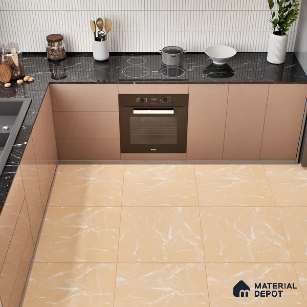 Marble Wall & Floor Tile TL 05223 Marbella Sunset Glow 2 ft x 2 ft Porcelain Matte Finish 8 mm | Suitable for Living Room, Bedroom, Bathroom, Kitchen & Balcony