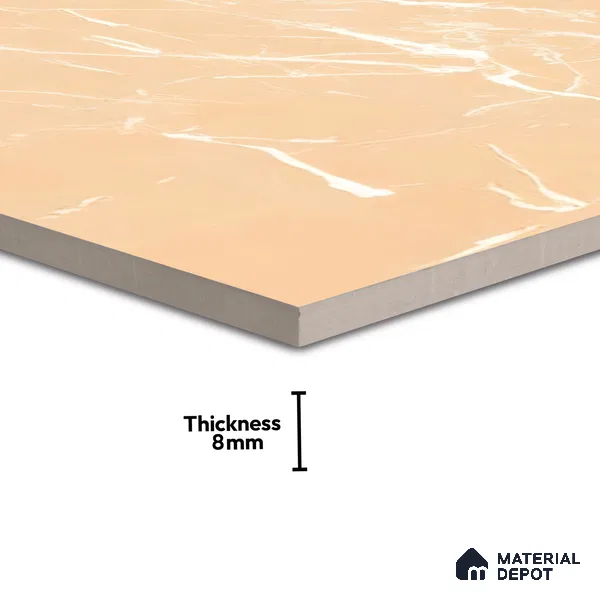 Marble Wall & Floor Tile TL 05223 Marbella Sunset Glow 2 ft x 2 ft Porcelain Matte Finish 8 mm | Suitable for Living Room, Bedroom, Bathroom, Kitchen & Balcony
