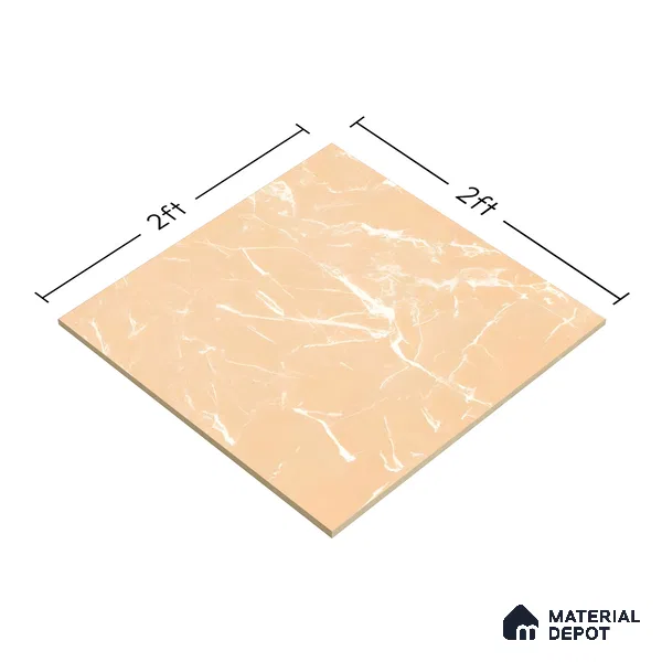 Marble Wall & Floor Tile TL 05223 Marbella Sunset Glow 2 ft x 2 ft Porcelain Matte Finish 8 mm | Suitable for Living Room, Bedroom, Bathroom, Kitchen & Balcony