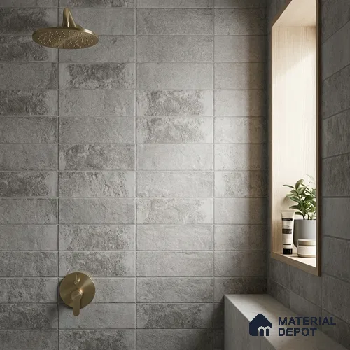 Subway Wall & Floor Tile TL 05228 Curve Edge Interstellar Black Current 12 x 3 inch Vitrified Matte Finish - 8 mm | 21 Random Faces | Suitable for Accent / Feature Walls, Bathroom, Kitchen Wall & Backsplashes