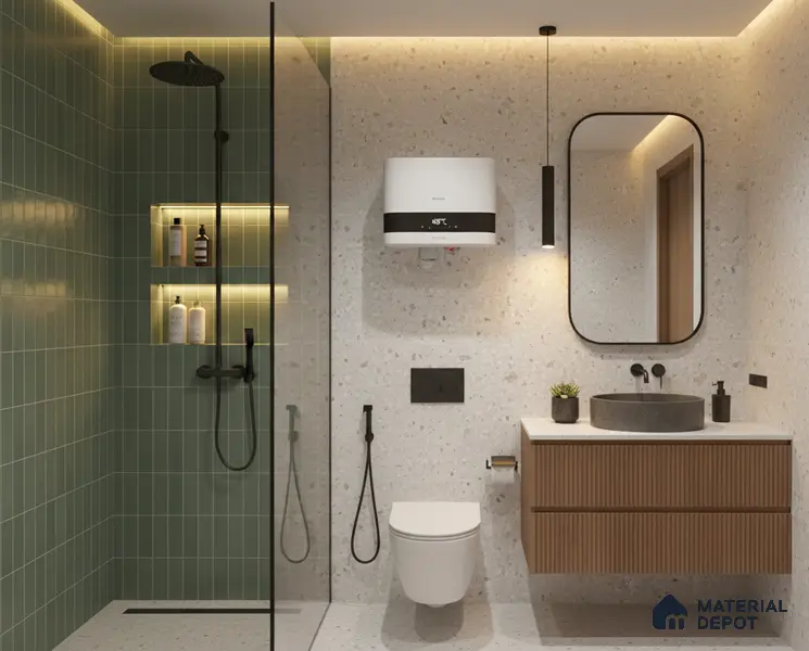 Subway Solid Wall Tile TL 05230 B Sheen Fern Olive 12 x 3 inch Vitrified Matte Finish - 8 mm | 21 Random Faces | Suitable for Accent / Feature Walls, Bathroom, Kitchen Wall & Backsplashes