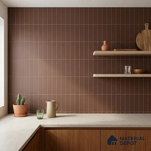 Subway Matte Finish Teracotta Vitrified Wall Tile | TL 05230 1 ft x 3 inch - 8 mm | Suitable For Bathroom, Kitchen Backsplash & Restaurant