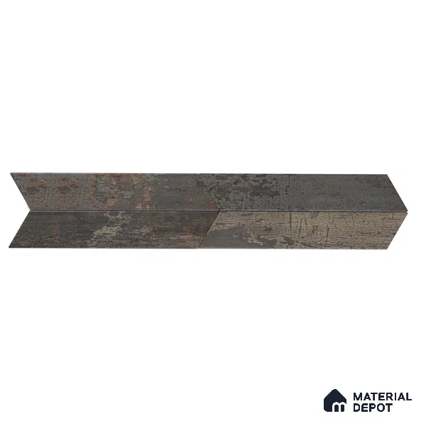 Subway Metallic Wall & Floor Tile TL 05233 B Edge Craft Thunder Terra Chevron Edge 18 x 3 inch (450x80 mm) Vitrified Matte Finish - 8 mm | 48 Random Faces | Suitable for Accent / Feature Walls, Bathroom, Kitchen Wall & Backsplashes