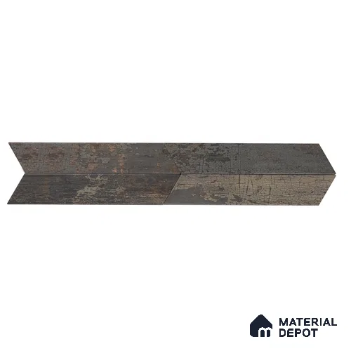 Subway Metallic Wall & Floor Tile TL 05233 B Edge Craft Thunder Terra Chevron Edge 18 x 3 inch (450x80 mm) Vitrified Matte Finish - 8 mm | 48 Random Faces | Suitable for Accent / Feature Walls, Bathroom, Kitchen Wall & Backsplashes