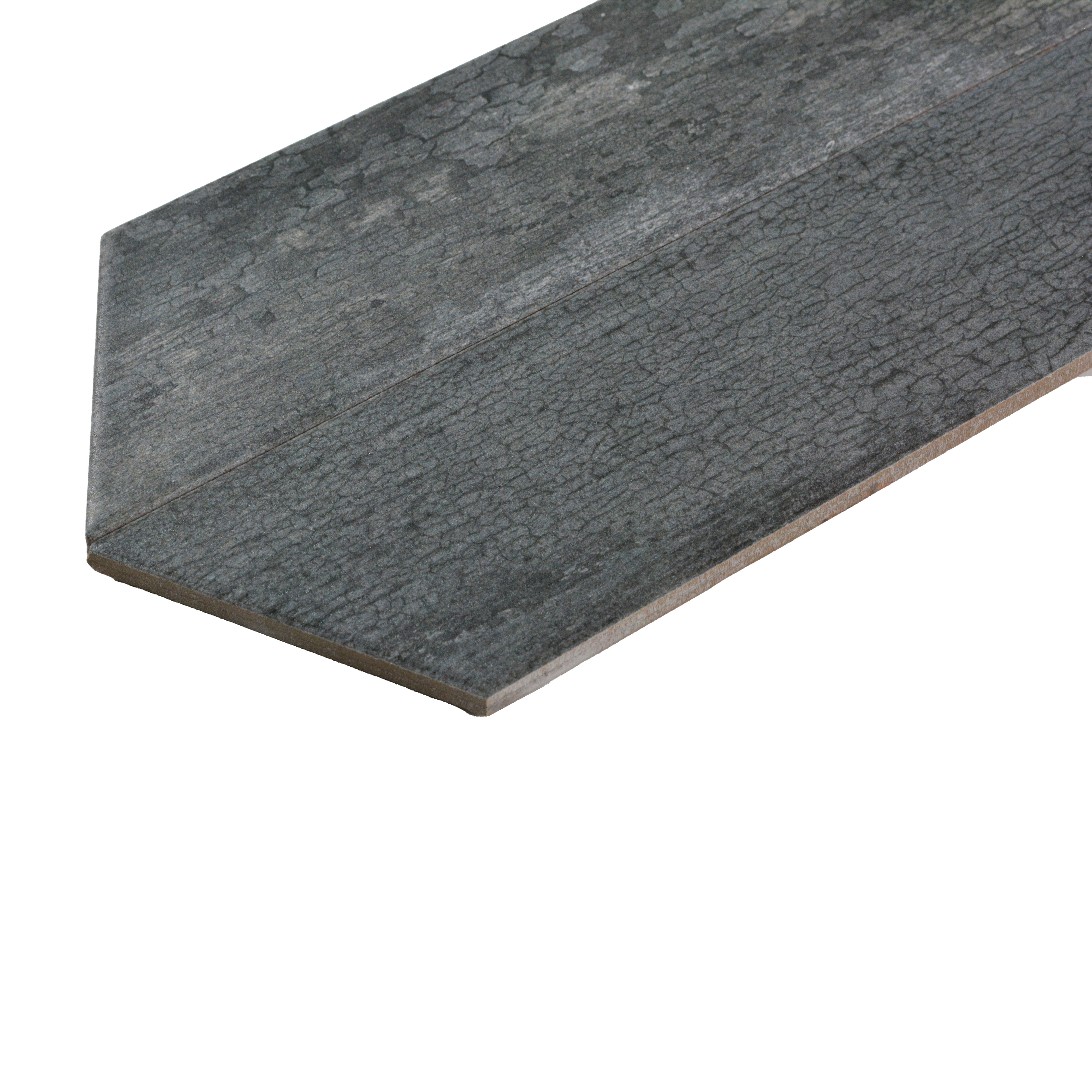 Subway Wooden Wall & Floor Tile TL 05233 C Edge Craft Nexa Black Chevron Edge 18 x 3 inch (450x80 mm) Vitrified Matte Finish - 8 mm | 48 Random Faces | Suitable for Accent / Feature Walls, Bathroom, Kitchen Wall & Backsplashes