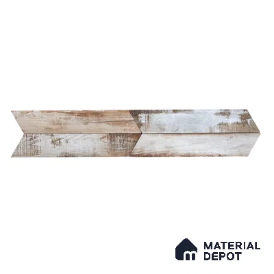 Subway Wooden Wall & Floor Tile TL 05233 D Edge Craft Serpent Swiss Chevron Edge 18 x 3 inch (450x80 mm) Vitrified Matte Finish - 8 mm | 50 Random Faces | Suitable for Accent / Feature Walls, Bathroom, Kitchen Wall & Backsplashes