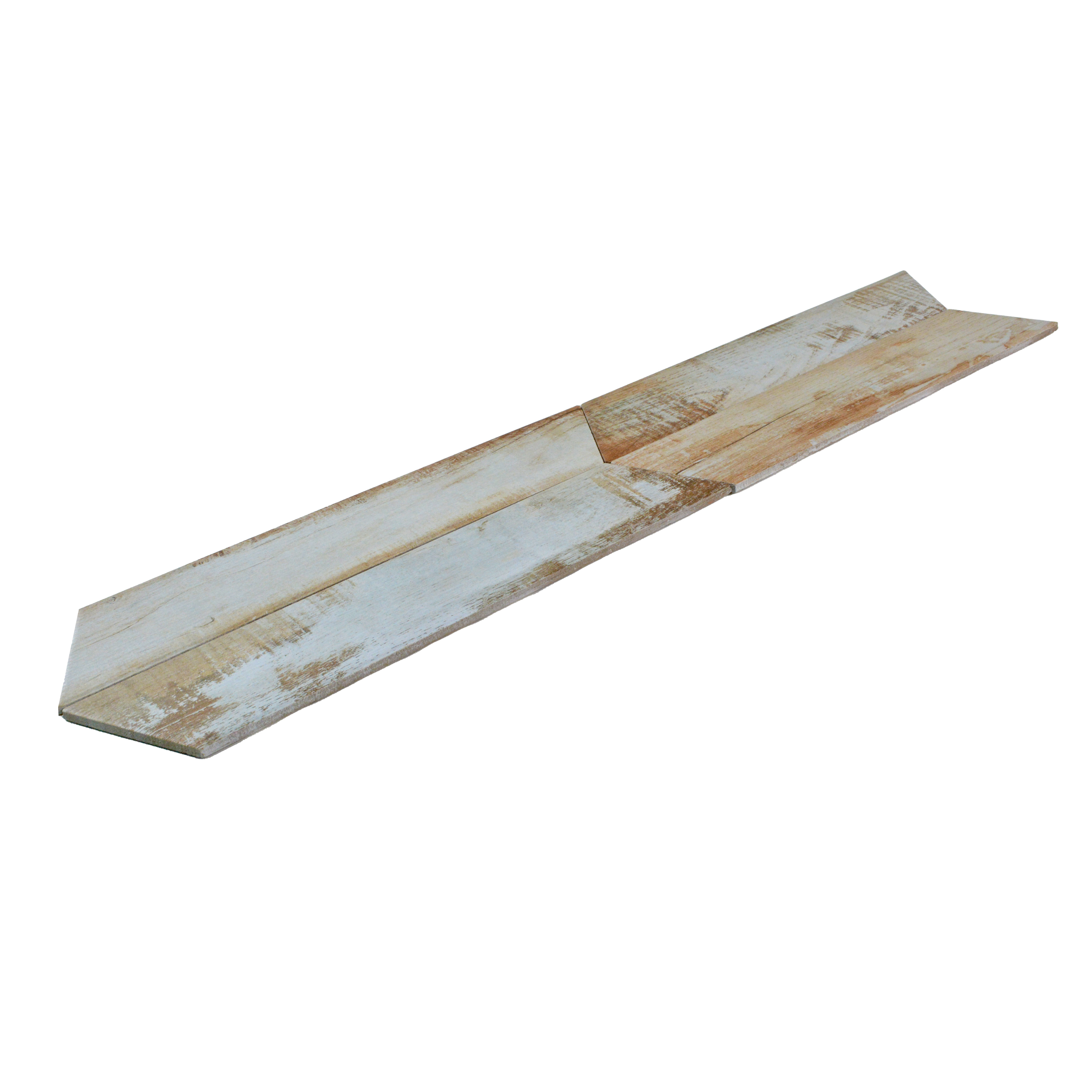 Subway Wooden Wall & Floor Tile TL 05233 D Edge Craft Serpent Swiss Chevron Edge 18 x 3 inch (450x80 mm) Vitrified Matte Finish - 8 mm | 50 Random Faces | Suitable for Accent / Feature Walls, Bathroom, Kitchen Wall & Backsplashes