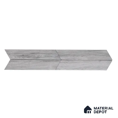 Subway Wall & Floor Tile TL 05233 O Edge Craft Glitch Grigio Chevron Edge 18 x 3 inch (450x80 mm) Vitrified Matte Finish - 8 mm | Random Design | Suitable for Accent / Feature Walls, Bathroom, Kitchen Wall & Backsplashes