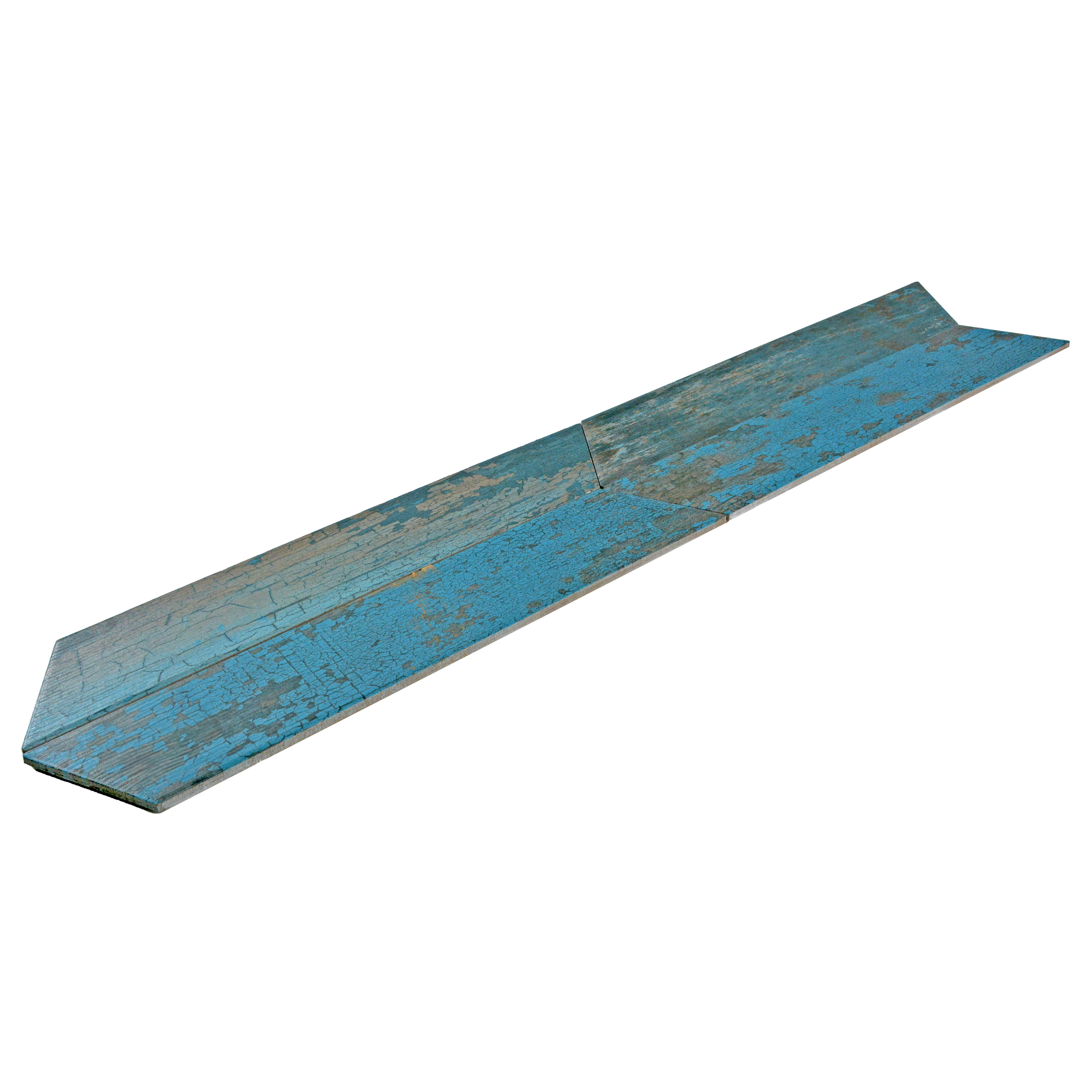 Subway Metallic Wall & Floor Tile TL 05233 Edge Craft Trench Turquoise Chevron Edge 18 x 3 inch (450x80 mm) Vitrified Matte Finish - 8 mm | 48 Random Faces | Suitable for Accent / Feature Walls, Bathroom, Kitchen Wall & Backsplashes