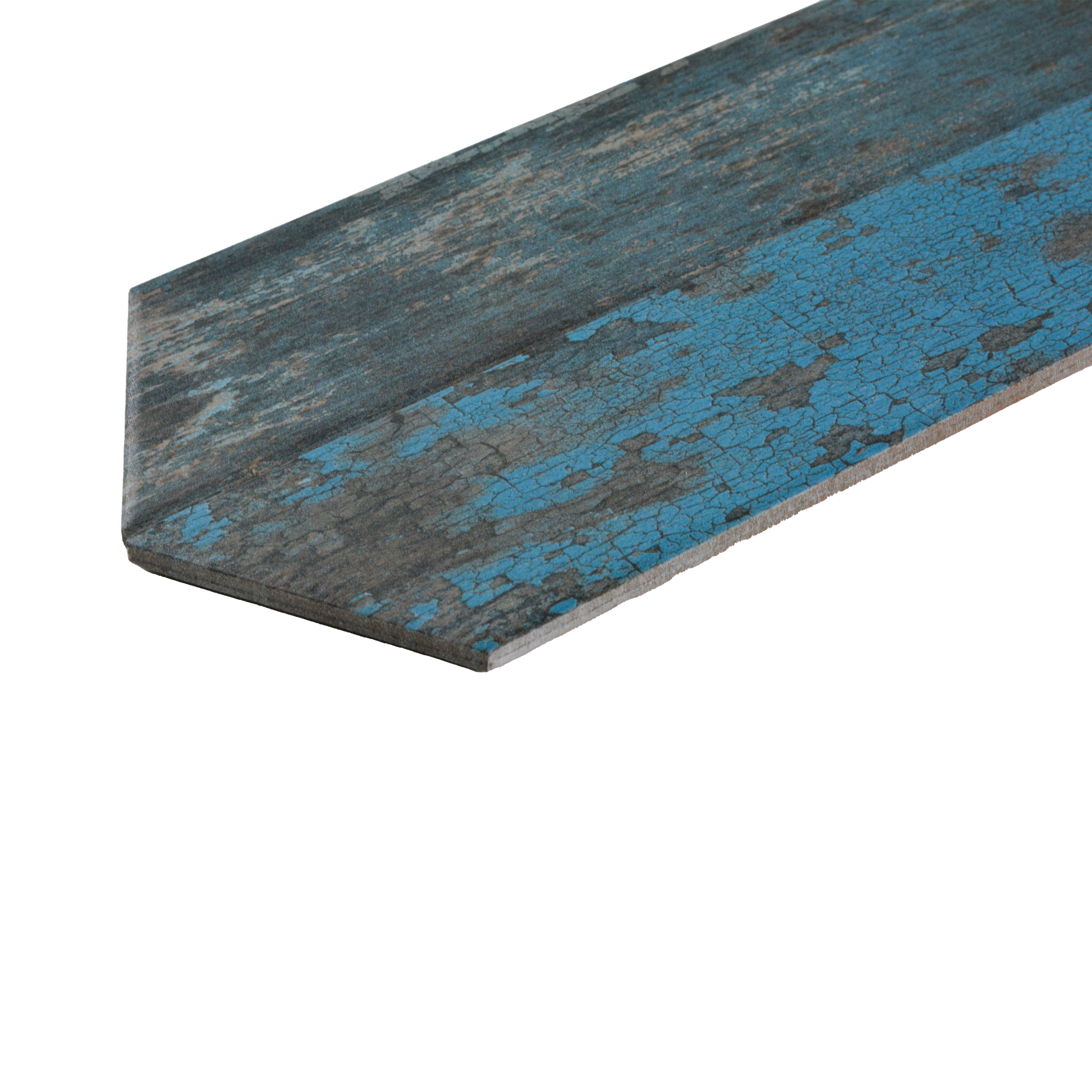 Subway Metallic Wall & Floor Tile TL 05233 Edge Craft Trench Turquoise Chevron Edge 18 x 3 inch (450x80 mm) Vitrified Matte Finish - 8 mm | 48 Random Faces | Suitable for Accent / Feature Walls, Bathroom, Kitchen Wall & Backsplashes