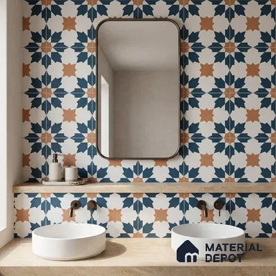 Subway Moroccan Wall & Floor Tile TL 05246 Merida Crystal Cove 8 x 8 inch Vitrified Matte Finish - 8 mm | 4 Random Faces | Suitable for Accent / Feature Walls, Bathroom, Kitchen Wall & Backsplashes | Please Expect a Slight Variation of Pattern (Sample)