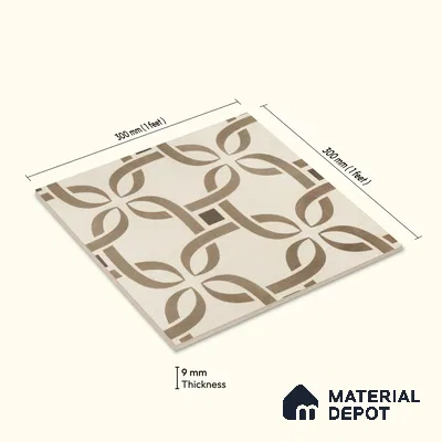 Moroccan Wall & Floor Tile TL 05286 Zellige Noir Brown Square Multi Colour 1 ft x 1 ft Porcelain Matte Finish - 9 mm | Suitable for Kitchen, Bathroom, Balcony | Please Expect a Slight Variation of Pattern