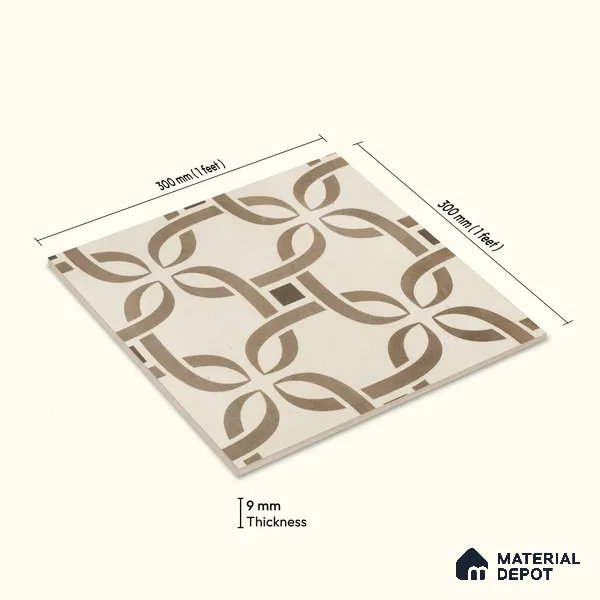 Moroccan Wall & Floor Tile TL 05286 Zellige Noir Brown Square Multi Colour 1 ft x 1 ft Porcelain Matte Finish - 9 mm | Suitable for Kitchen, Bathroom, Balcony | Please Expect a Slight Variation of Pattern
