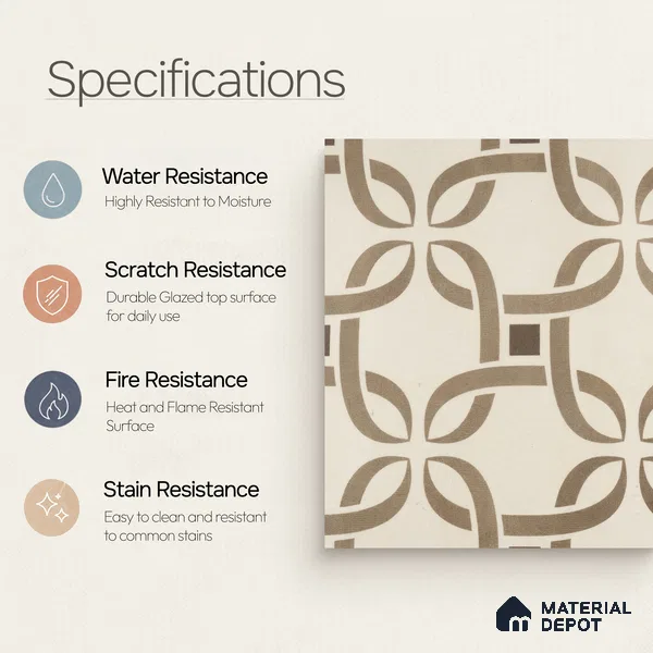 Moroccan Wall & Floor Tile TL 05286 Zellige Noir Brown Square Multi Colour 1 ft x 1 ft Porcelain Matte Finish - 9 mm | Suitable for Kitchen, Bathroom, Balcony | Please Expect a Slight Variation of Pattern