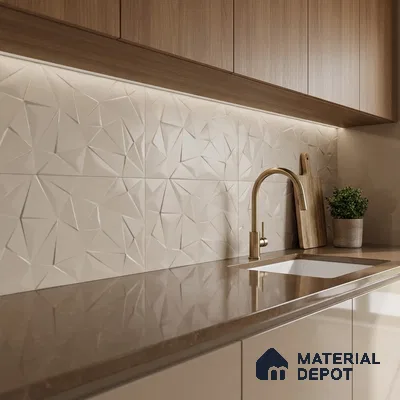3D Wall Tile TL 05289 Splendore Trina Illusions Light 2 ft x 1 ft Ceramic Matte Finish - 9 mm | Suitable for Kitchen, Bathroom & Balcony Walls (Sample)
