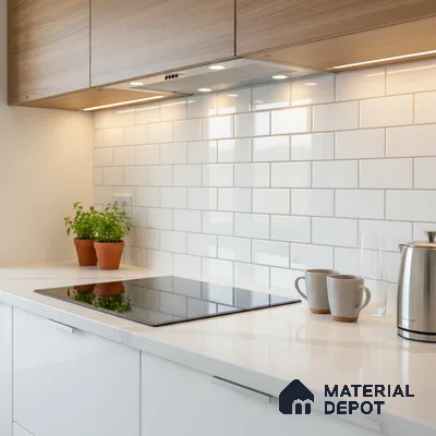 Faux Subway Wall Tile TL 05293 B Splendore Linea Gris 2 ft x 1 ft Ceramic Glossy Finish - 9 mm | Suitable for Kitchen, Bathroom & Balcony Walls | Please Expect a Slight Variation of Pattern (Sample)