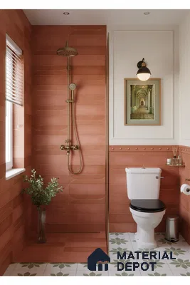 Faux Subway Wall Tile TL 05295 B Splendore Golden Arch Cotto 2 ft x 1 ft Ceramic Matte Finish - 9 mm | Suitable for Bathroom, Balcony, Kitchen Walls & Backsplashes | Please Expect a Slight Variation of Pattern (Sample)