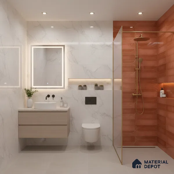 Faux Subway Wall Tile TL 05295 B Splendore Golden Arch Cotto 2 ft x 1 ft Ceramic Matte Finish - 9 mm | Suitable for Bathroom, Balcony, Kitchen Walls & Backsplashes | Please Expect a Slight Variation of Pattern (Sample)