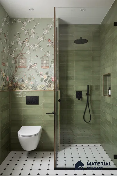 Faux Subway Wall Tile TL 05295 C Splendore Golden Arch Olive 2 ft x 1 ft Ceramic Matte Finish - 9 mm | Suitable for Bathroom, Balcony, Kitchen Walls & Backsplashes | Please Expect a Slight Variation of Pattern (Sample)