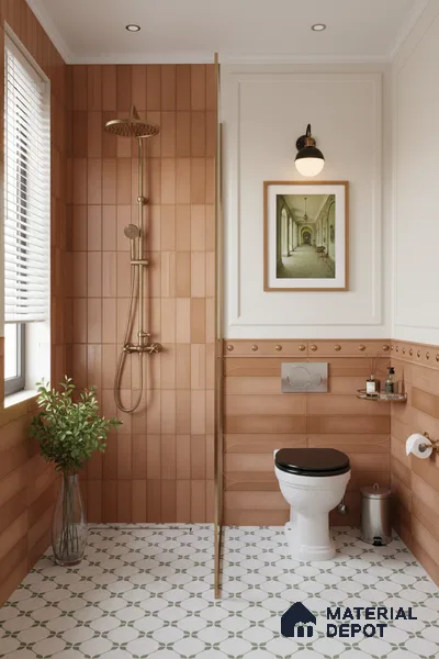 Faux Subway Wall Tile TL 05295 G Splendore Golden Arch Bruno 2 ft x 1 ft Ceramic Matte Finish - 9 mm | Suitable for Bathroom, Balcony, Kitchen Walls & Backsplashes | Please Expect a Slight Variation of Pattern (Sample)
