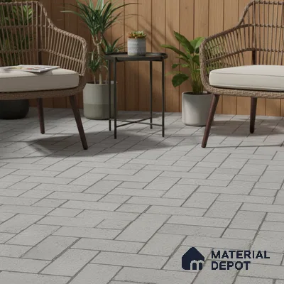 Geometric Floor Tile TL 05300 D Strada Herringbone Smoke 16 inch x 16 inch Vitrified Punch Matte Finish - 12 mm | Suitable for Parking, Balcony, Courtyard, Patio, Terrace | Pattern Alignment May Vary | 2-3 mm Spacer is Mandatory