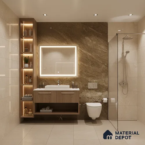 Marble Wall & Floor Tile TL 05306 B Aurelio Felix Earth 4 ft x 2 ft Vitrified High Gloss Finish - 9 mm | Suitable for Living Room, Bedroom, Feature / Accent Walls & Highlighter Wall