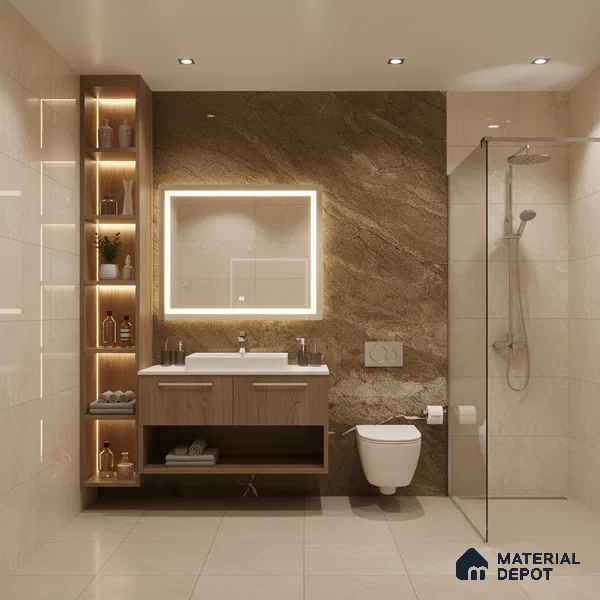 Marble Wall & Floor Tile TL 05306 B Aurelio Felix Earth 4 ft x 2 ft Vitrified High Gloss Finish - 9 mm | Suitable for Living Room, Bedroom, Feature / Accent Walls & Highlighter Wall (Sample)