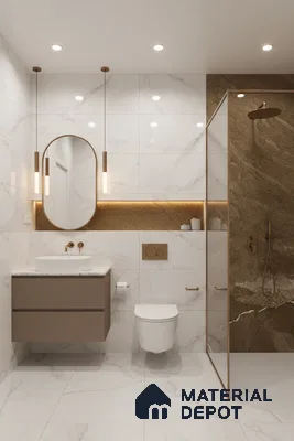Marble Wall & Floor Tile TL 05306 B Aurelio Felix Earth 4 ft x 2 ft Vitrified High Gloss Finish - 9 mm | Suitable for Living Room, Bedroom, Feature / Accent Walls & Highlighter Wall (Sample)