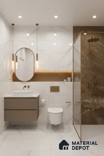 Marble Emperador Wall & Floor Tile TL 05306 B Clay Brown 4 ft x 2 ft High Gloss Finish Vitrified Tile - 9 mm | Suitable For Living Room, Bedroom, Dining