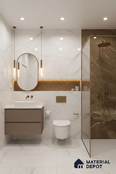 Marble Wall & Floor Tile TL 05306 B Aurelio Felix Earth 4 ft x 2 ft Vitrified High Gloss Finish - 9 mm | Suitable for Living Room, Bedroom, Feature / Accent Walls & Highlighter Wall (Sample)