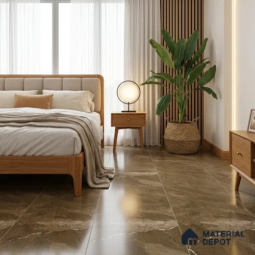 Marble Wall & Floor Tile TL 05306 B Aurelio Felix Earth 4 ft x 2 ft Vitrified High Gloss Finish - 9 mm | Suitable for Living Room, Bedroom, Feature / Accent Walls & Highlighter Wall