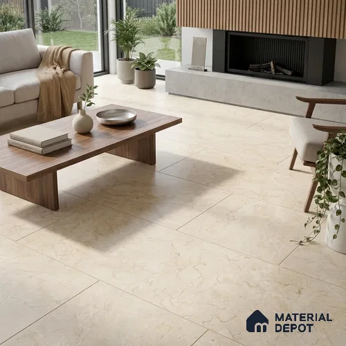 Marble Jerusalem Stone Wall & Floor Tile TL 05309 B Wheat Beige 4 ft x 2 ft Matte Finish Vitrified Tile - 9 mm | Suitable For Living Room, Bedroom, Kitchen