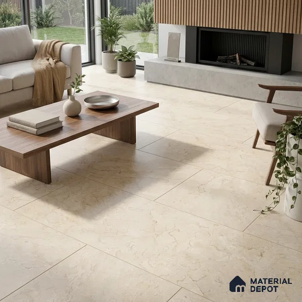 Marble Jerusalem Stone Wall & Floor Tile TL 05309 B Wheat Beige 4 ft x 2 ft Matte Finish Vitrified Tile - 9 mm | Suitable For Living Room, Bedroom, Kitchen