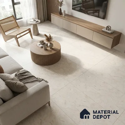 Marble Jerusalem Stone Wall & Floor Tile TL 05309 Antique Ivory 4 ft x 2 ft Matte Finish Vitrified Tile - 9 mm | Suitable For Living Room, Bedroom, Kitchen