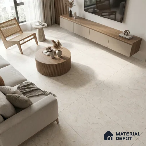 Marble Jerusalem Stone Wall & Floor Tile TL 05309 Antique Ivory 4 ft x 2 ft Matte Finish Vitrified Tile - 9 mm | Suitable For Living Room, Bedroom, Kitchen